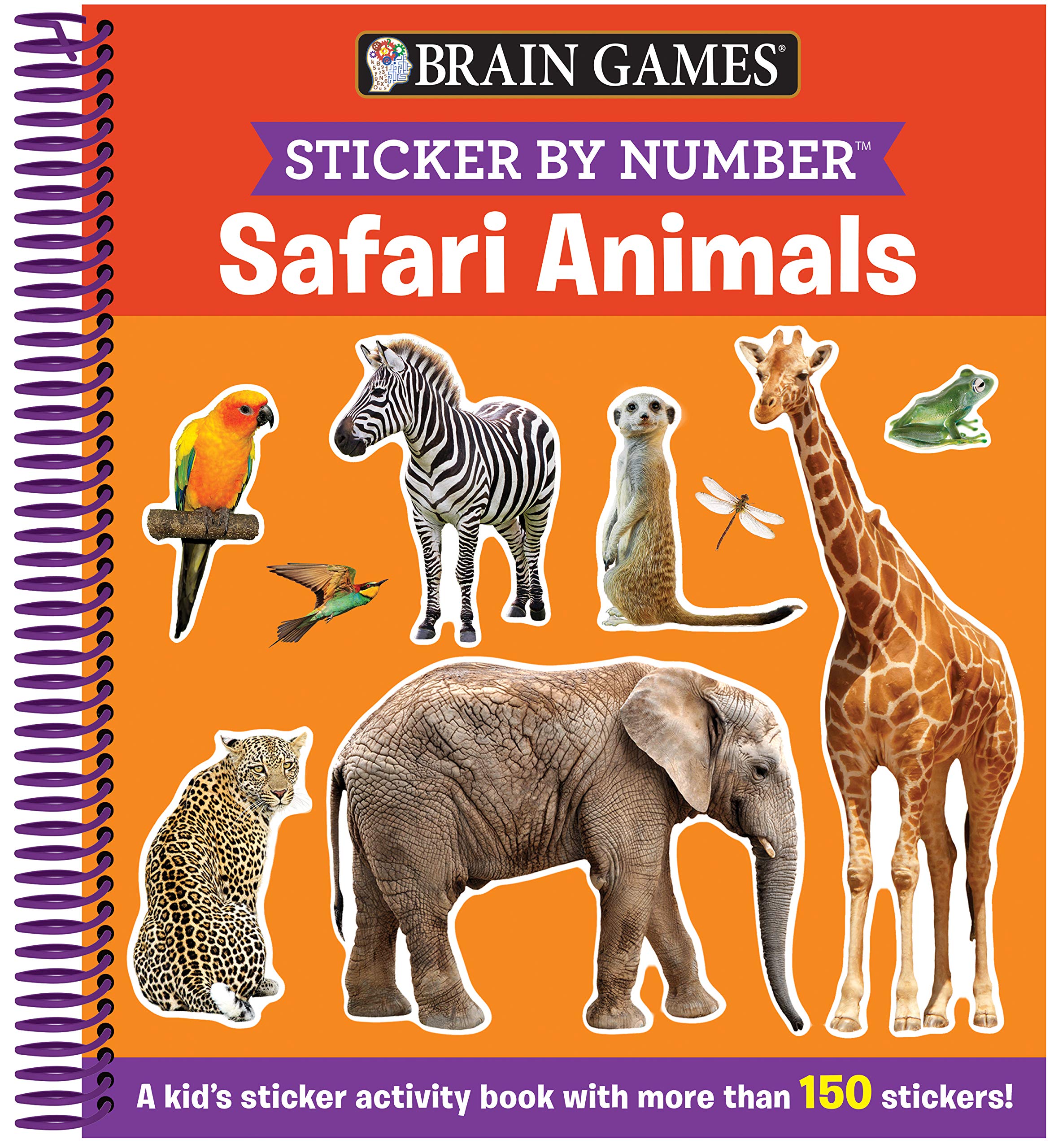 Brain Games Sticker by Number Safari Animals (Ages 3 to 6) A Kid's