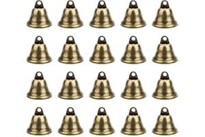 Eowpower 20 Pack 38 mm 1.5 inch Vintage Bronze Style Jingle Bells for Craft Making Wind Chimes, Christmas