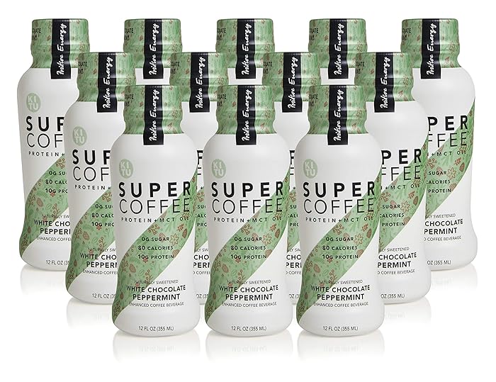Kitu Super Coffee White Chocolate Peppermint Sugar-Free Formula, 10g Protein, Keto Approved, Lactose Free, Soy Free, Gluten Free, Pack of 12