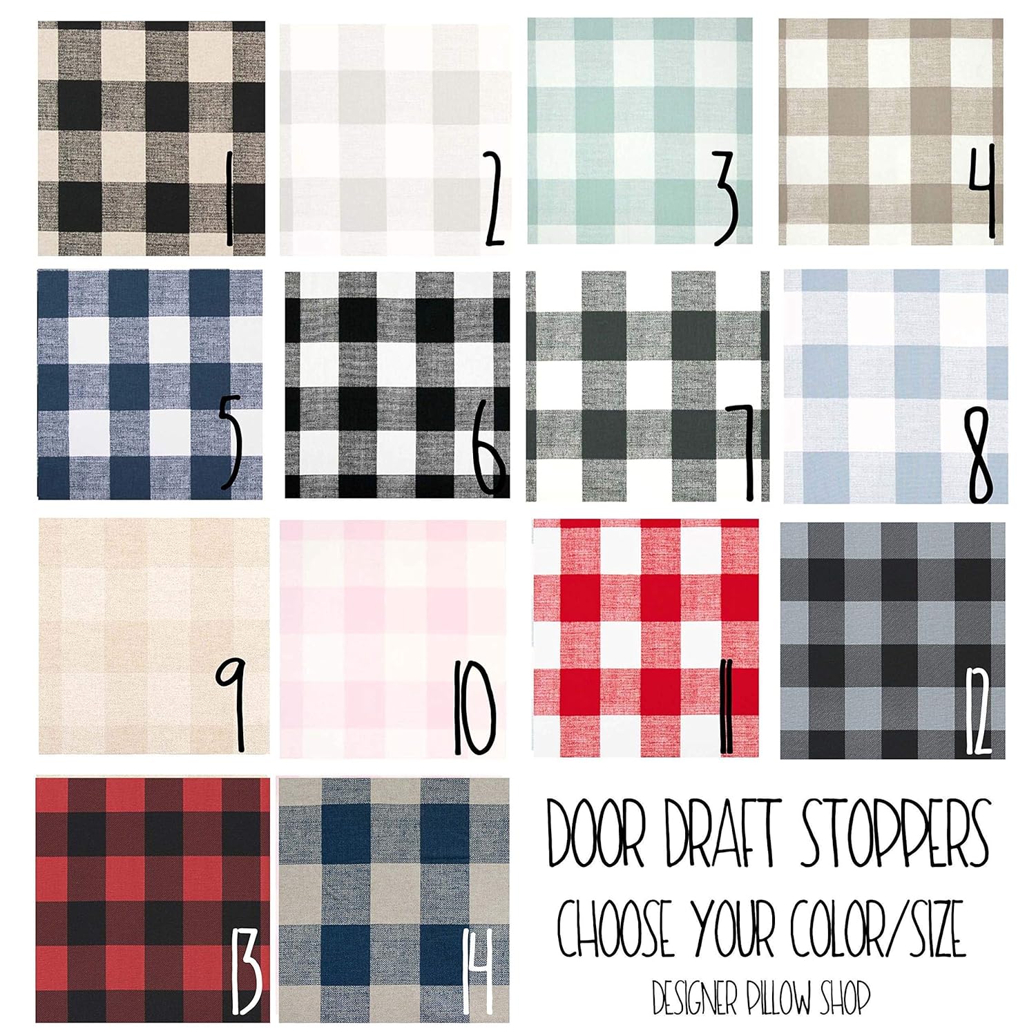Amazon Com Plaid Door Draft Stopper Choose Your Color And Size