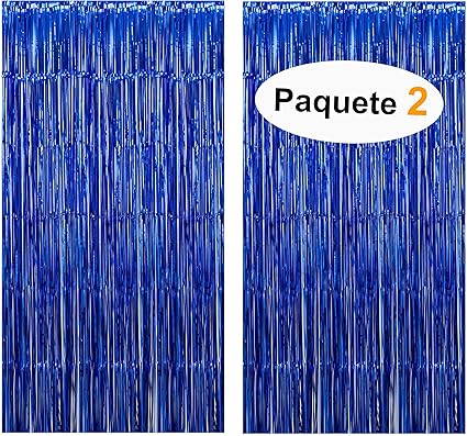 cortina metalica para fiesta azul paquete de 2 cortinas con flecos para decoracion de fiestas en papel aluminio brillante tipo lluvia photobooth