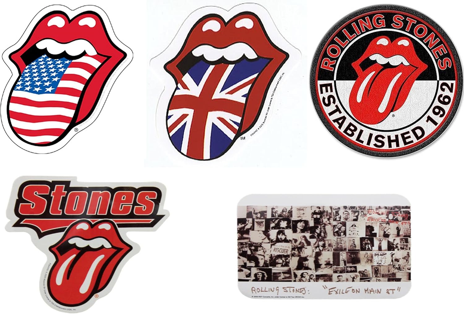 Rolling Stones 5 sticker set Amazon.co.uk Clothing