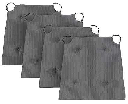 Traumnacht Stuhlkissen Basic 4er Set, mit einem Baumwollbezug, 40 x 42 x 4 cm, grau