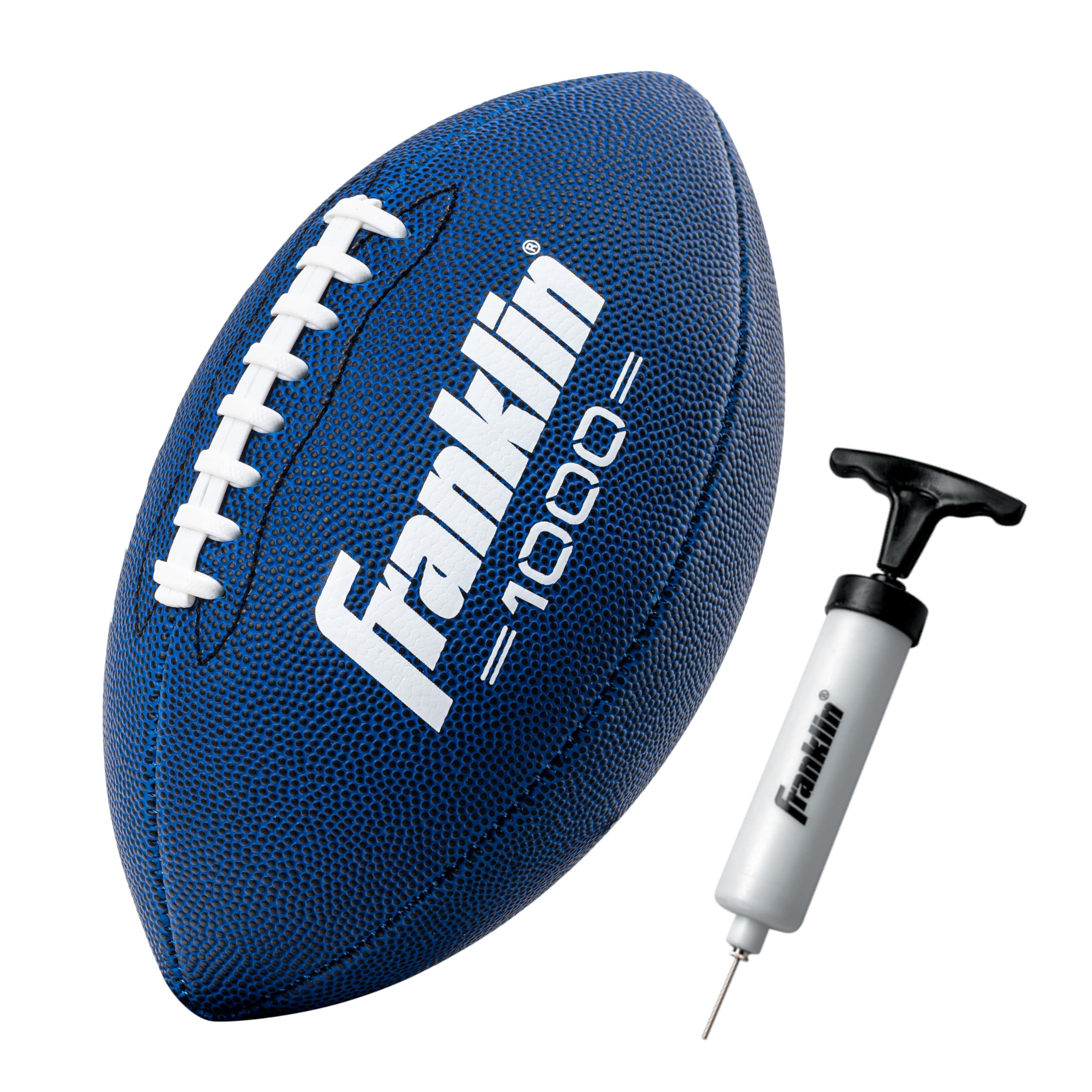 Photo 1 of Franklin Sports Youth Pee Wee Kids Footballs- Synthetic Leather Youth Football for Kids - Outdoor All-Weather Balls - Extra Grip Ball - 1 Pack - Blue + White