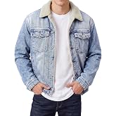 JMIERR Mens Sherpa Fleece Lined Denim Jacket Winter Coat Pocket | Western Trucker Style Outfit, Casual Outdoor Wear, Warm Thick Plush, Functional Chest Pocket, Machine Washable