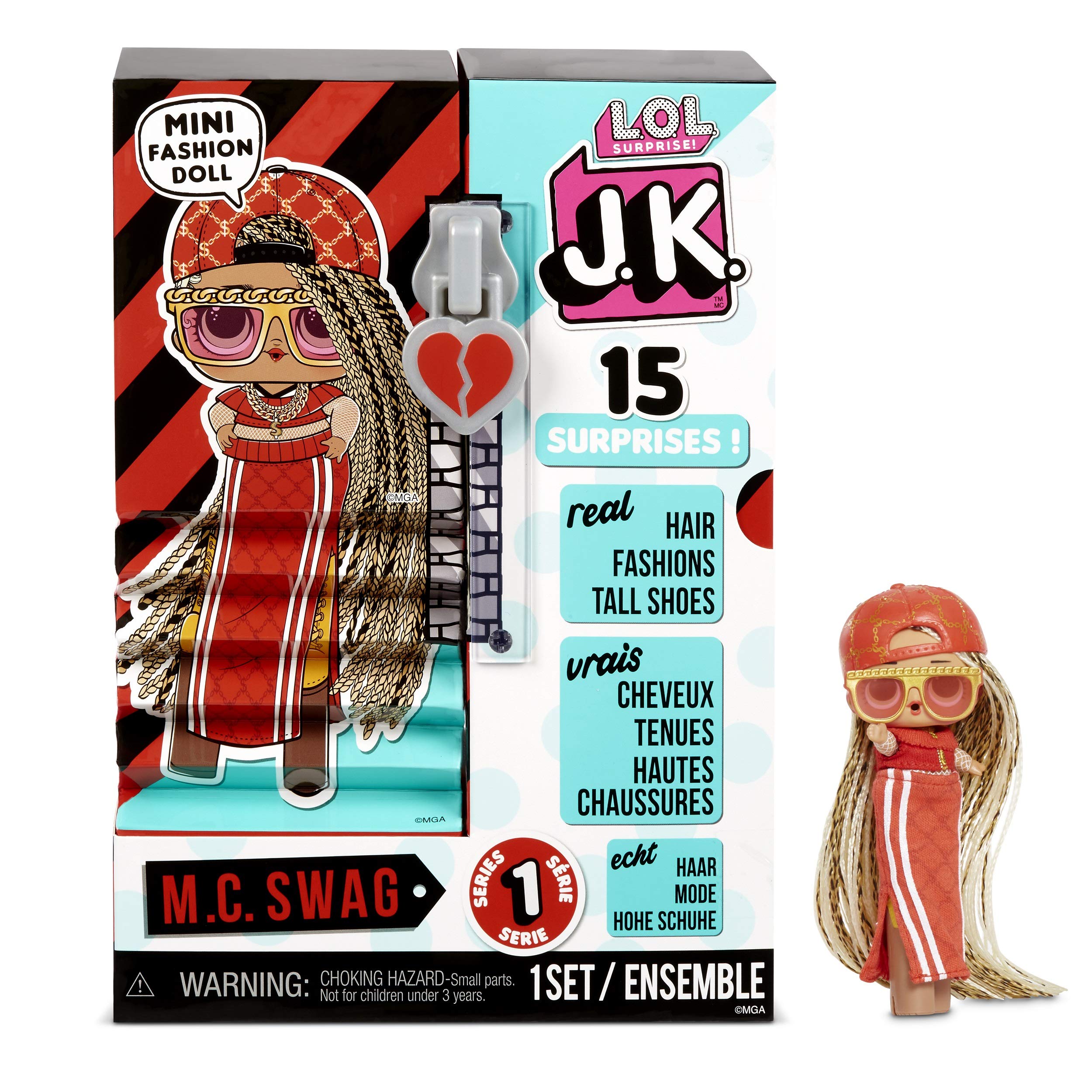 LOL Surprise JK Mini Fashion Doll - 15 Surprises, Clothing & Accessories - Collectible - M.C. Swag