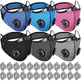 Threlaco 6 Pcs Dust Mask Breathable Reusable Adjustable Respirator Mask with 24 Activated Carbon Filters for Woodworking