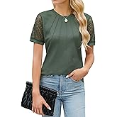 Blooming Jelly Womens Dressy Casual Blouses Short Sleeve Waffle Knit Pleated Business Tops Ladies Summer Trendy Work Shirts