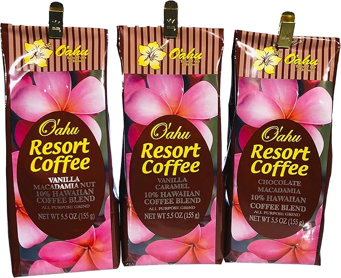 Amazon オアフリゾートコーヒー フレーバーコーヒー 粉 3種セットa 各155g 送料無料 コーヒーギフト ハワイ お土産 プレゼント 贈り物 ギフト オアフリゾートコーヒー コーヒー豆 通販
