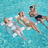 Sloosh 3 Pack 4-in-1 Inflatable Pool Floats - Water Hammock Lounges, Multi-Purpose Swimming Pool Accessories (Saddle, Lounge Chair, Drifter) for Pool, Lake, Outdoor, Beach