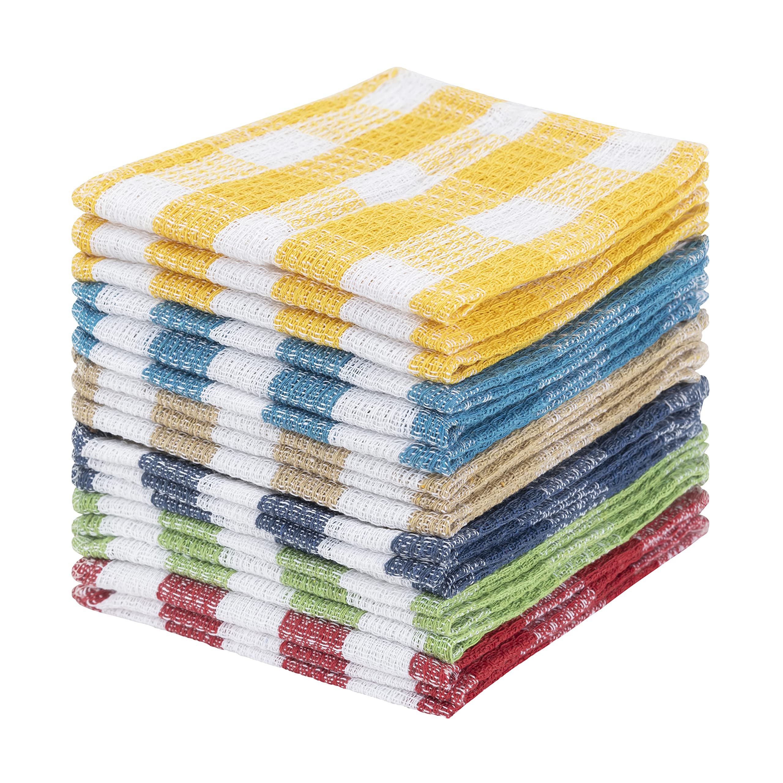 American Linen Cotton Kitchen Cloths – Vibrant, Absorbent, Reusable and Washable Dish Cloths -18-Pack Quality Hand Cloths 12x12 inches