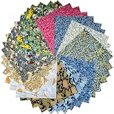 SZRUIZFZ William Morris Fabric Squares 10 x 10, 42 Pcs Cotton Layer Cake | 100% Cotton Precut Quilt Fabric with 14 Vintage Floral Designs for Quilting, Sewing, Patchwork and DIY Crafts