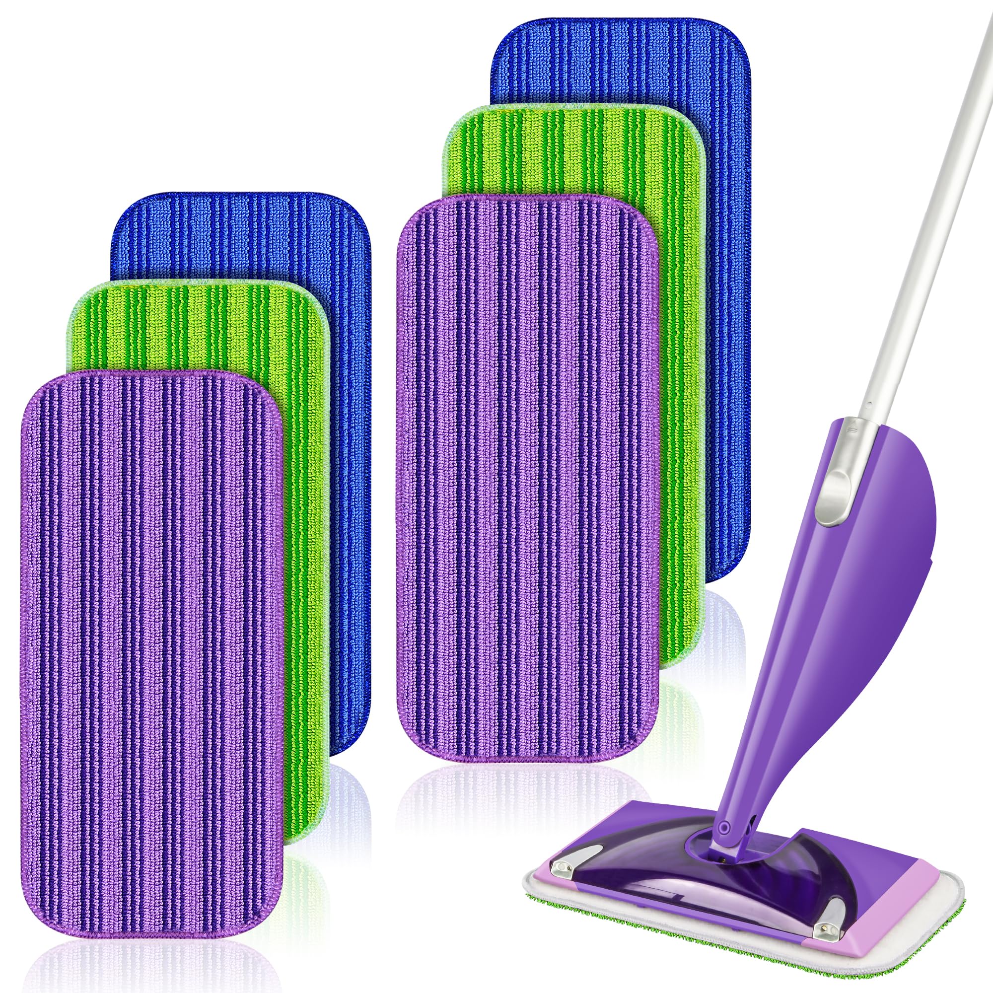 Photo 1 of 6 Pack Reusable Mop Pads Compatible with Swiffer Wet Jet Mop, Wet Pads Refill Pads Refills Mop Refill Pads Washable Wet Dry Use Mop Replacement Heads for Hard Wood Floor Cleaning