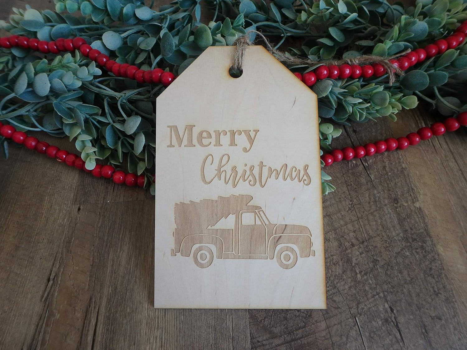 Amazon.com: Merry Christmas wood tag sign, holiday decorations: Handmade