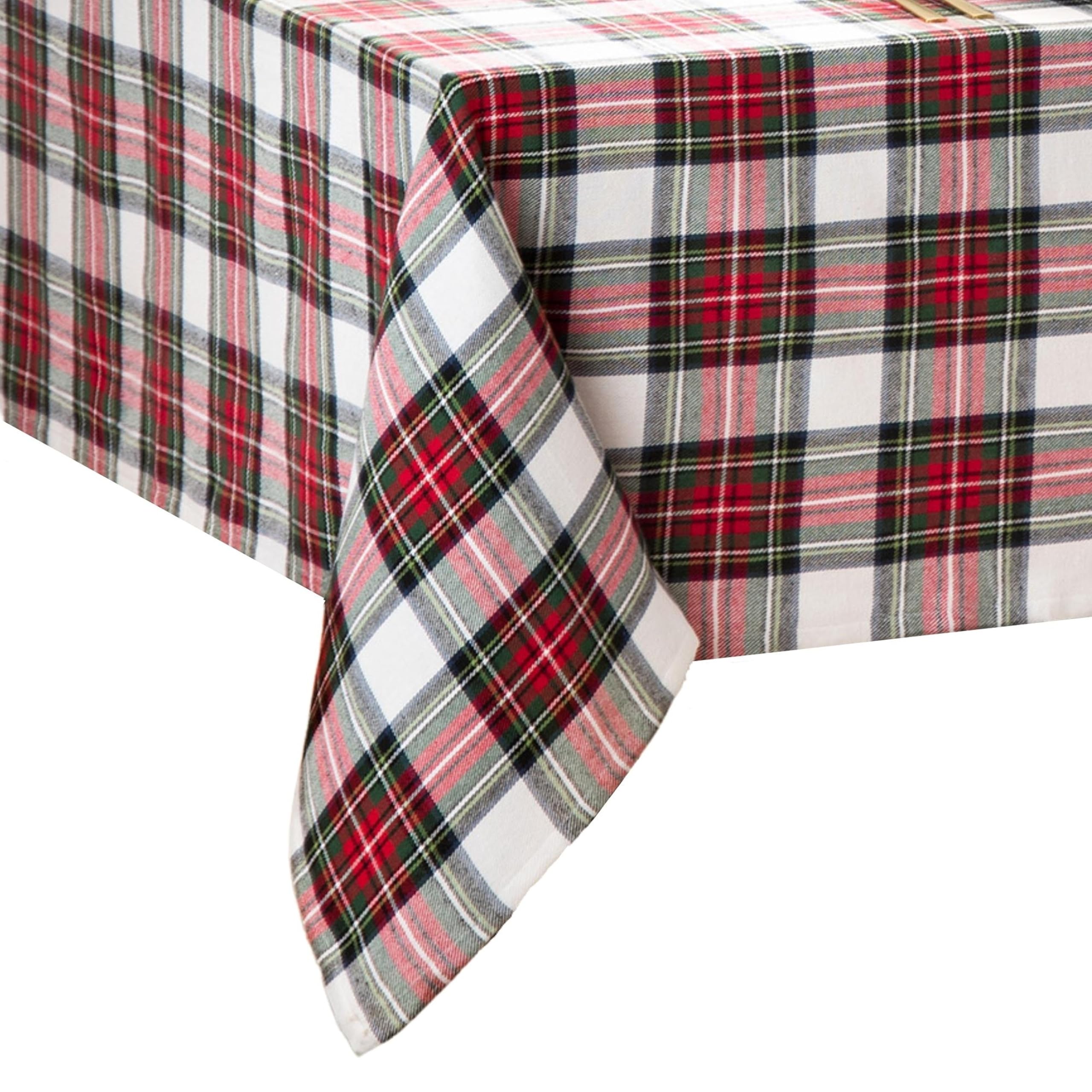 Elrene Home Fashions Christmas Classic Holiday Plaid Cotton Tablecloth, Holiday Table Decor, 52" X 70", Oblong, Multi