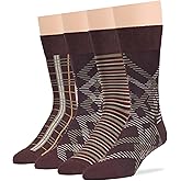 7BigStars Mens Dress Socks – 4 Pack Viscose From Bamboo Crew Fit, Solid or Patterned, Thin Seamless Breathable Business