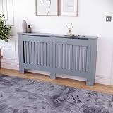 Vida Designs Chelsea Radiator Cover Grey Large Vertical Slat H82xW152xD19cm view 4