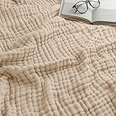Comfy Cubs Muslin Blanket for Adults Twin 90" x 66" - 6 Layer Soft, Breathable & Lightweight Muslin Adult Blanket - Machine Washable & Designed in The US Bedding for All Seasons - Sand