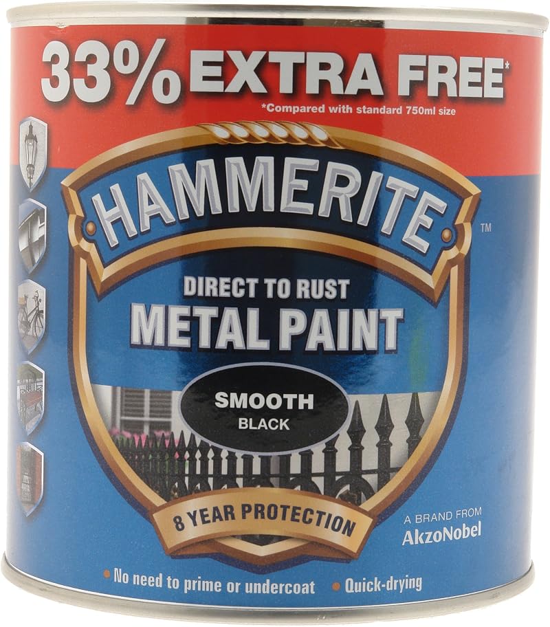 Hammerite 5158235 750ml Metal Paint Smooth Black