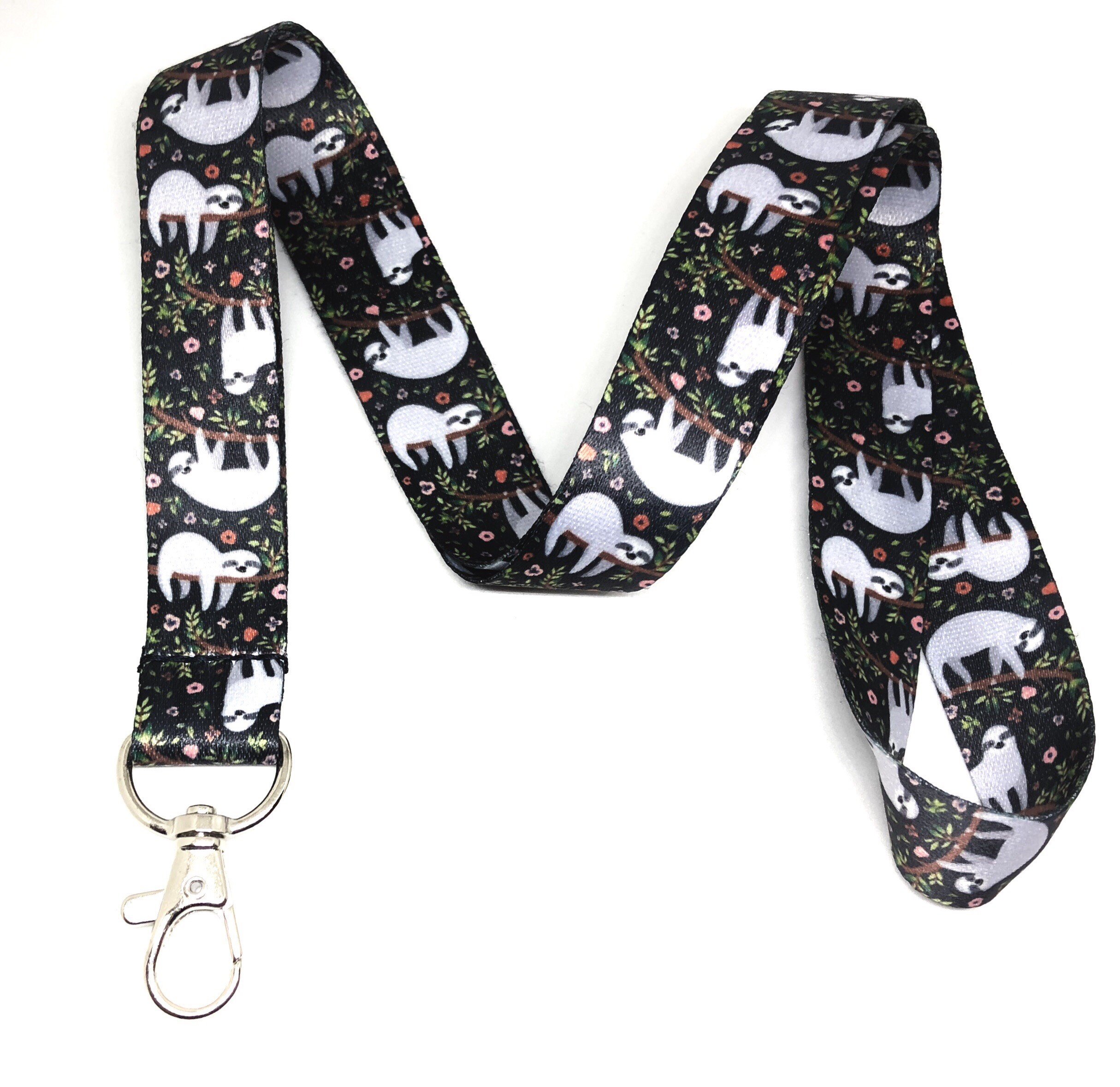 Sloth Print Lanyard Key Chain ID Badge Holder