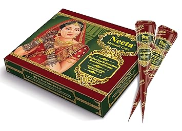 Neeta Mehendi Cone Body Art All Natural Herbal Ingredients Made from Pure Henna Past (Pack of 1)