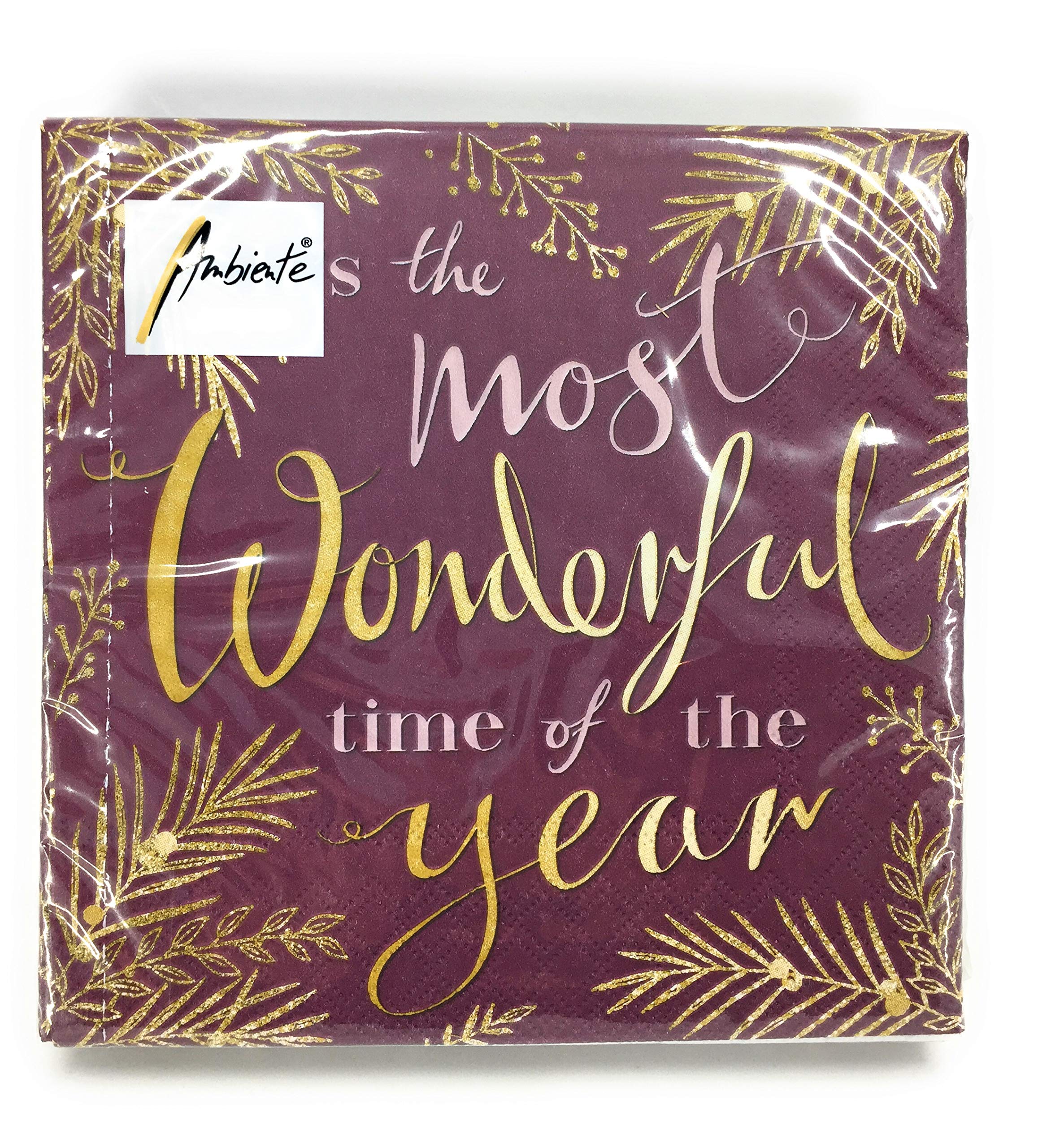 Paper Napkins Wonderful Time Berry Lunch Party Party Festival Approx. 33 x 33 cm for Autumn, Winter, Christmas