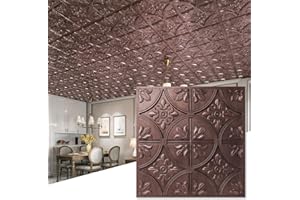 Art3d Drop Ceiling Tiles 2x2, Glue-up Ceiling Panel, Fancy Classic Style, Antique Copper