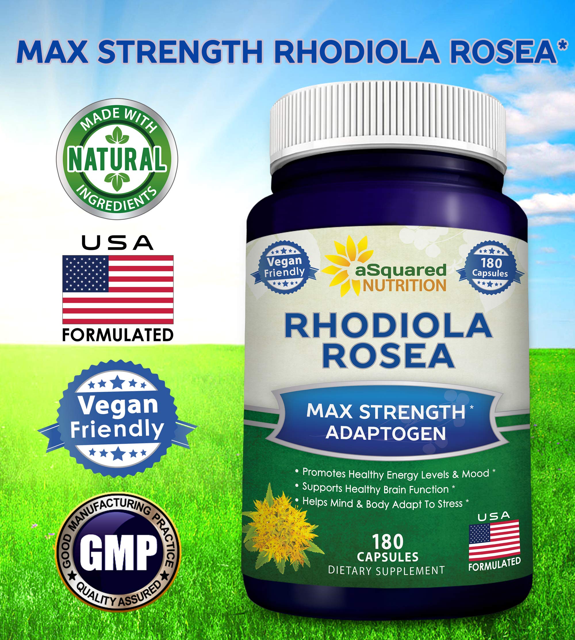 Pure Rhodiola Rosea Supplement 1000mg 180 Vegan Capsules Max