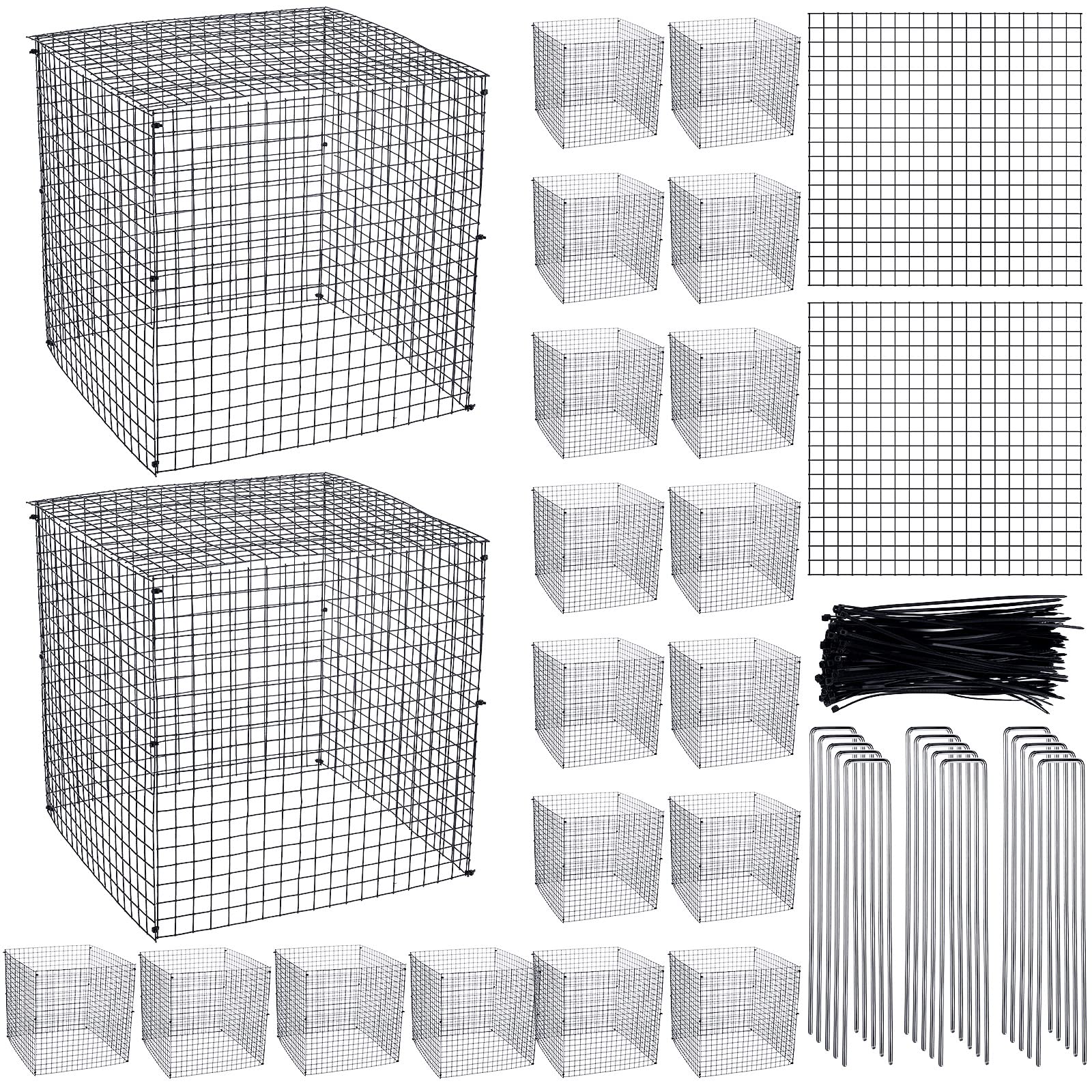 Photo 1 of Zubebe 20 Pack Small Wire Plant Protectors Square Plant Protectors from Animals Mesh Cage Chicken Wire Cloche for Shrubs and Vegetables with Ground Stakes and Nylon Ties (12 x 12 Inch)