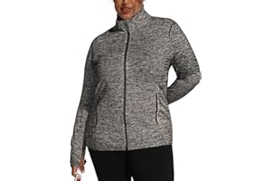 COOTRY Women's Plus Size Athletic Jackets Zip Up Lightweight Workout Running Track Jackets with Thumb Holes