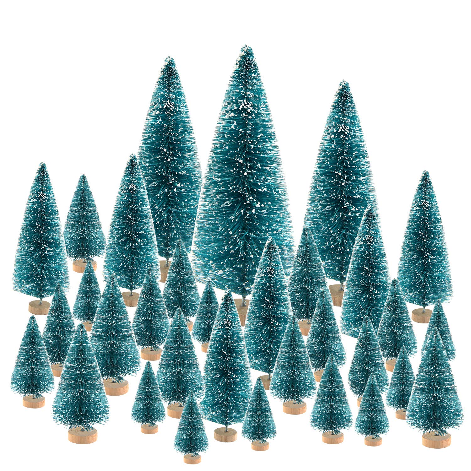 TUPARKA 66Pcs Miniature Bottle Brush Trees - Mini Christmas Trees with Sisal Snow, Perfect for Tabletop Decorations, DIY Room Decor & Diorama Models