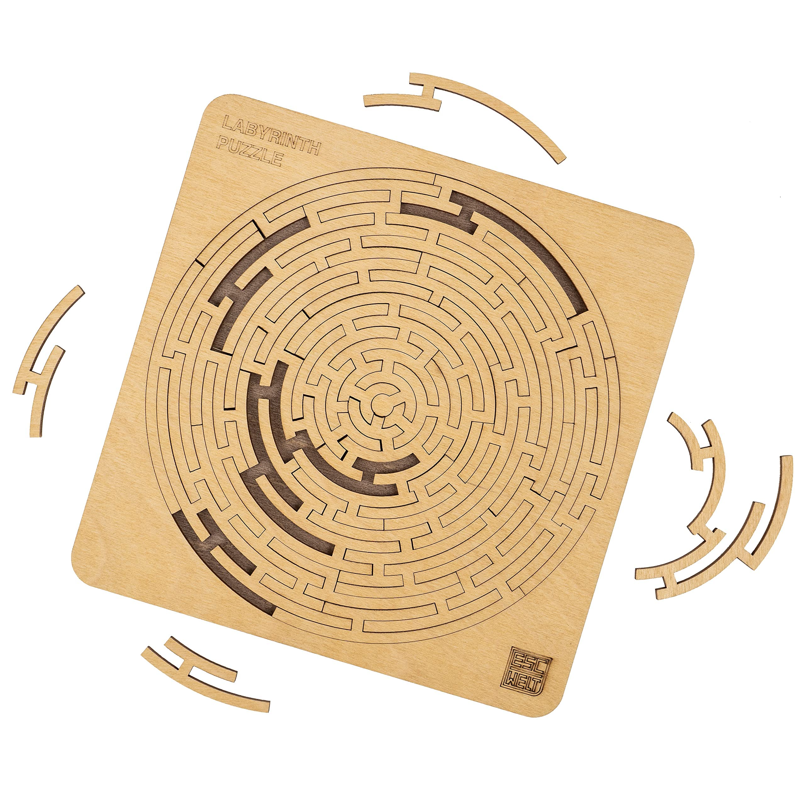 ESC WELT Labyrinth Puzzle Wooden Brain Teaser - Unique Montessori Challenge - Engaging Mind Game for Teens & Adults - Eco-Friendly & Fun Educational Toy for Puzzle Lovers