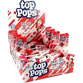 Top Pops Chewy Candy Taffy Pops, Strawberry, 48 Pack