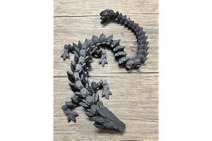 Munnygrubbers - XL 26" Crystal Dragon Fidget Toy - Heavy Duty - 3D Printed Flexible Articulating Dragon Plastic Collectible Figurine - Surprise Egg Compatible - (Black Dragon)
