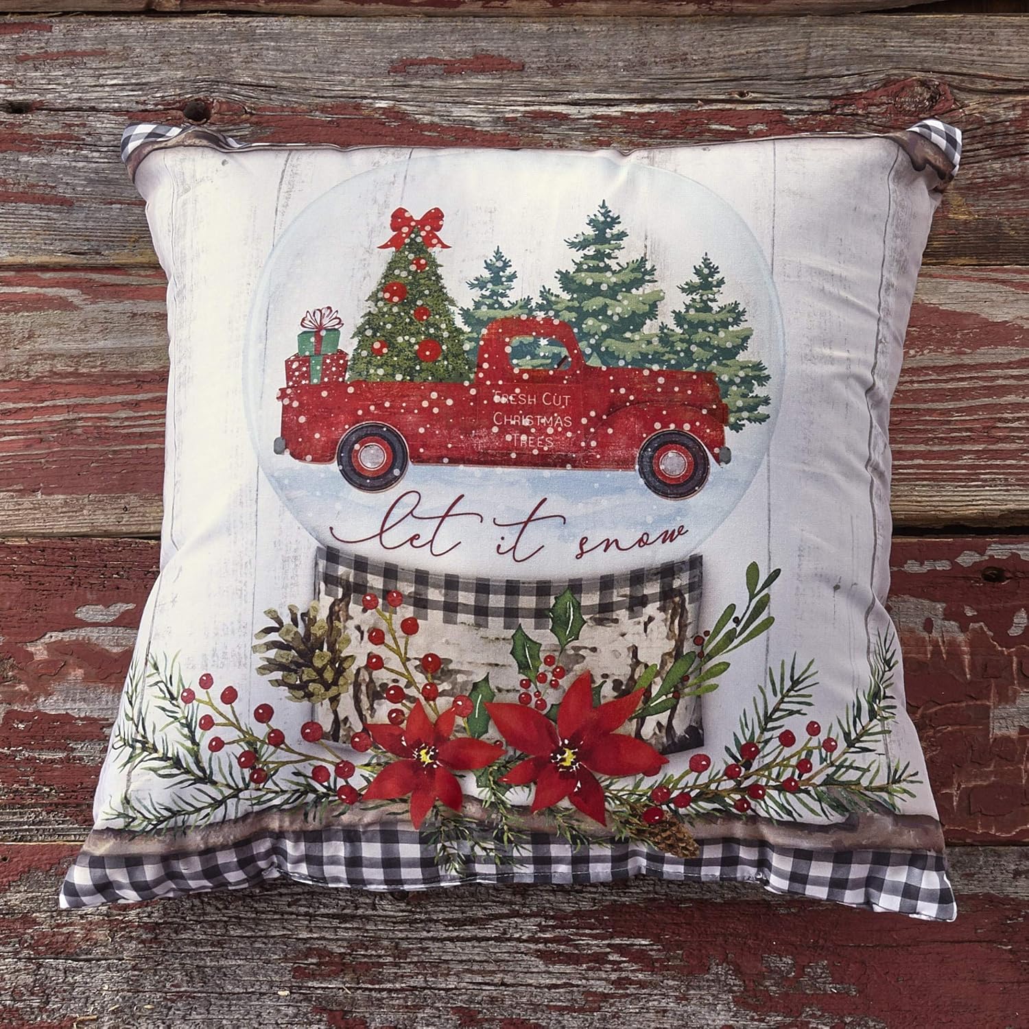 Retro Christmas Pillow White Red Mid Century Christmas Decor Gray Snowflake Pattern Cabin Style Decorative Pillows Home Living Kromasol Com