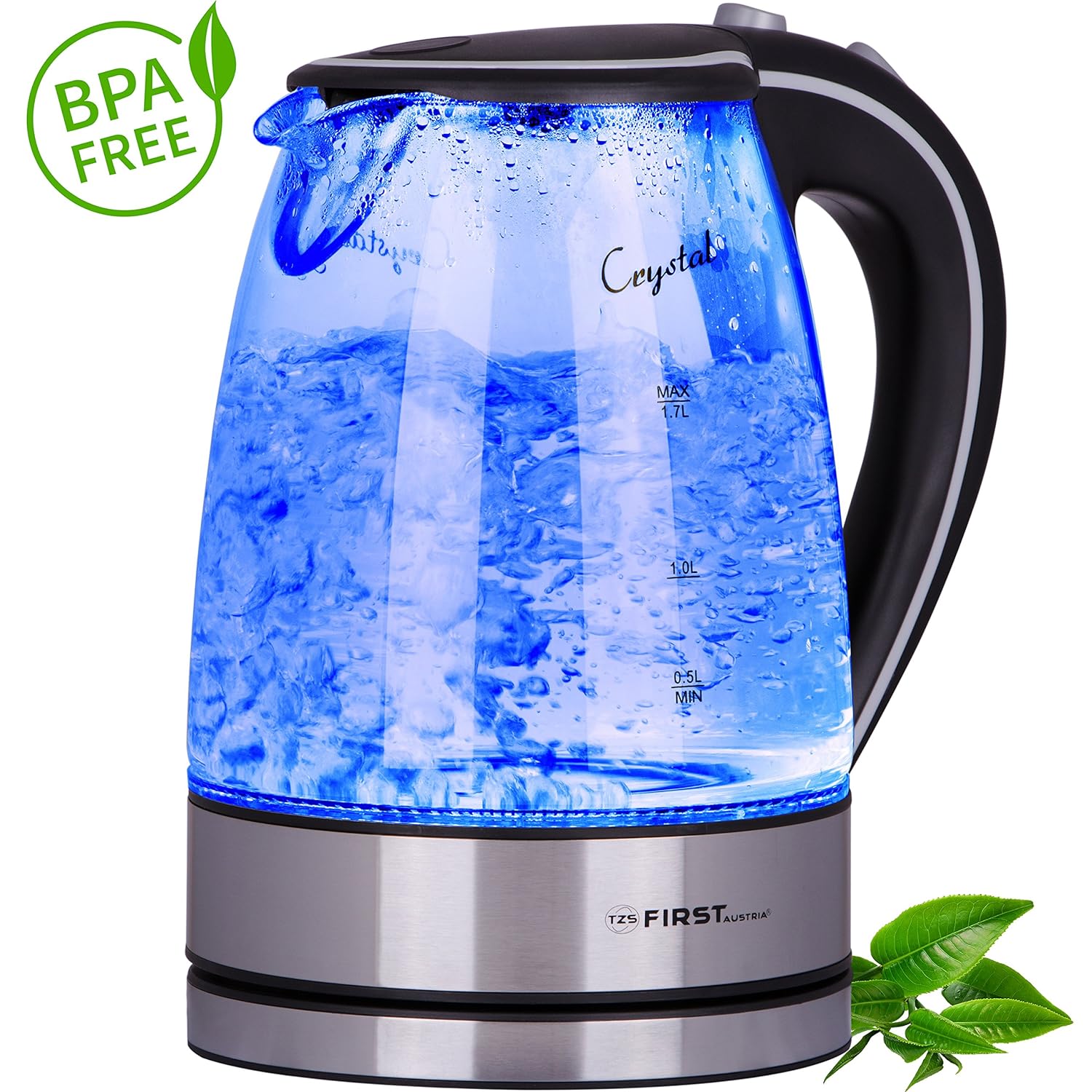 Hervidor de agua de cristal y acero fino de  W 