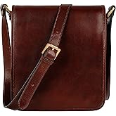 Time Resistance Italian Leather Messenger Bag for Men - Full Grain Leather Men's Crossbody Bag - Tablet Sized Shoulder Bag