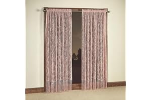 TOUCH OF CLASS Queen's Lace Fringed Window Treatment | Victorian Rose | Solid Color Traditional Medallion Motif Polyester Lace with Long Self-Fringed Edges | Rod Pocket Drapery Set Includes Two 84L Curtain Panels