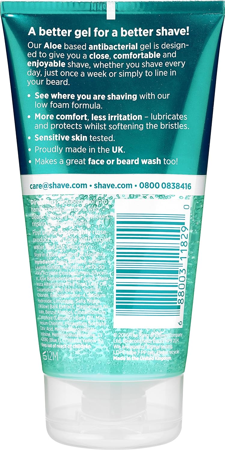 King of Shaves Antibacterial Shaving Gel for Men Low Foam for A Precise Shave Suitable for All Skin Types Clear Shaving Gel for Men 2x175ml - Image 4