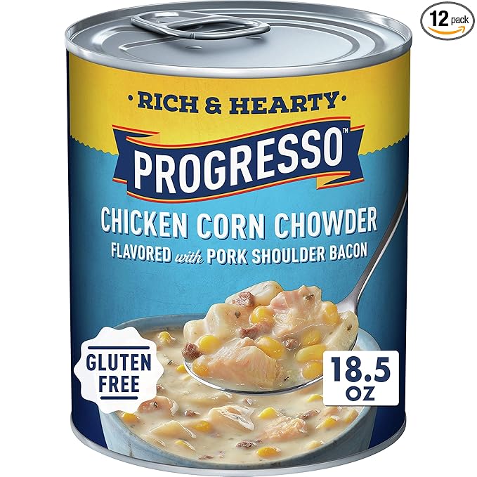 Amazon Com Progresso Rich Hearty Chicken Corn Chowder Soup Gluten Free 12 Cans 18 5 Oz Progresso Light Soup Grocery Gourmet Food