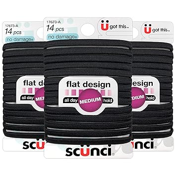 Amazon Com Scunci No Damage Comfortable Black Hair Ties Flat