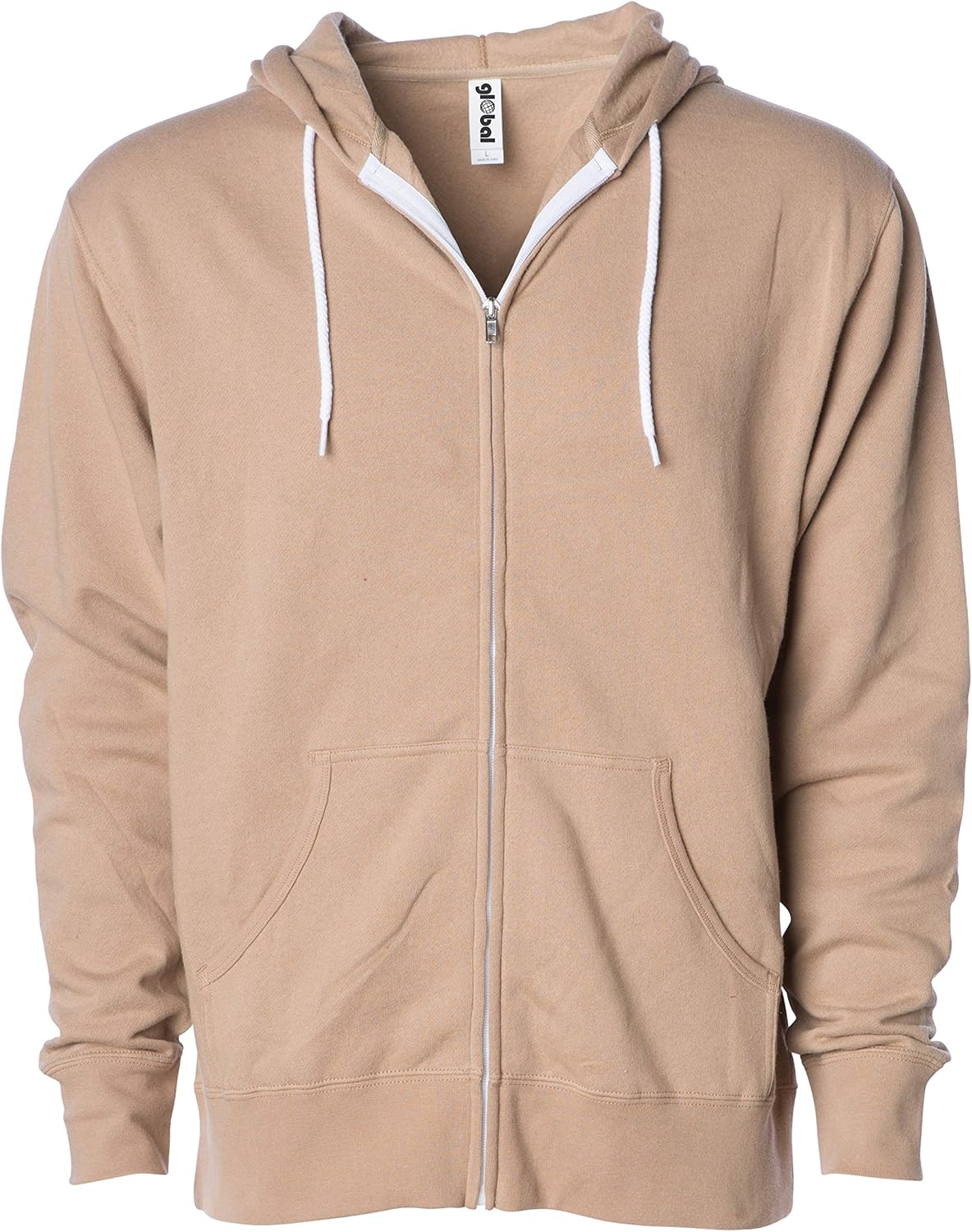 Global Blank Slim Fit Lightweight Zip Up Hoodie Men and Women Hooded Sweatshirt at  Men’s Clothing store