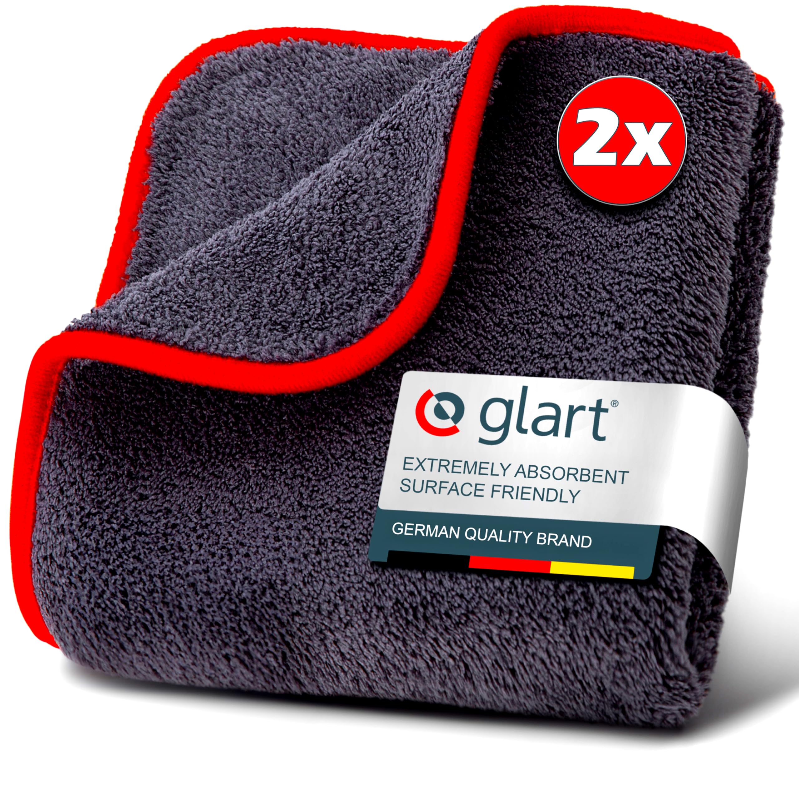 Glart 42TP Microfiber Cloth Set - 2 Cloths of 40x40 cm - Lint-free & Streak-free - Cleaning Cloth for High-Gloss Surfaces, Glass, Mirrors, Painted Surfaces, Kitchen, Furniture Care, Sensitive Surfaces