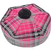 Scottish Tartan Tam O’ Shanter Hat – Unisex Adjustable Acrylic Wool Highland Cap with Pom Kilt Outfit & Casual Wear Bonnet