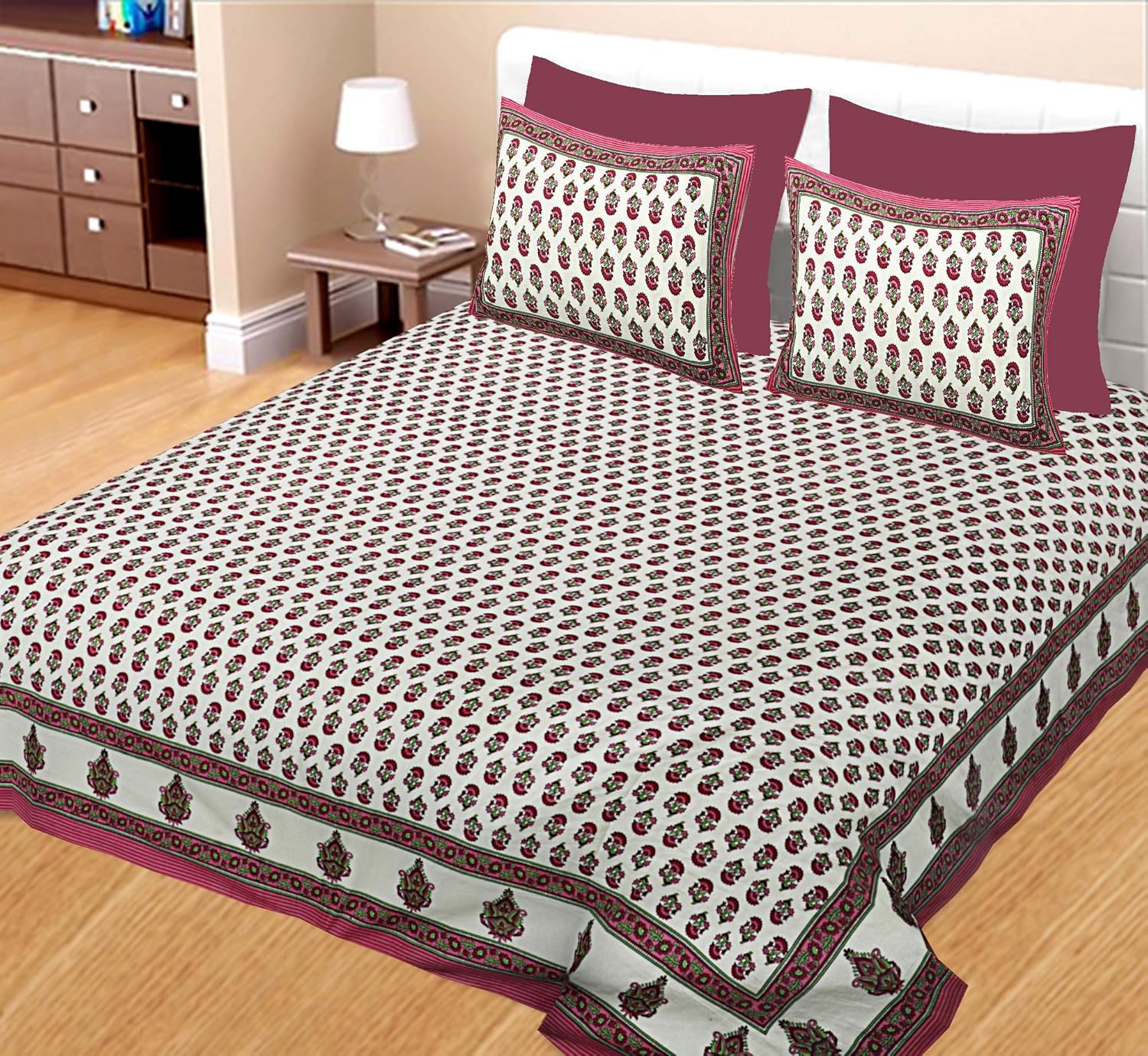 Buy Mandala Decor Jaipuri Buta Floral Cotton Double Bed King Size