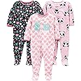Simple Joys by Carter's Toddlers and Baby Girls' Loose-Fit Flame Resistant Fleece Footed Pajamas, Pack of 3