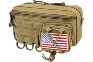 JIPIMON Tactical Molle Pouch, Water-Resistant Admin Pouch with US Flag Patch, Utility Molle Pouches for Tactical Vest Backpack