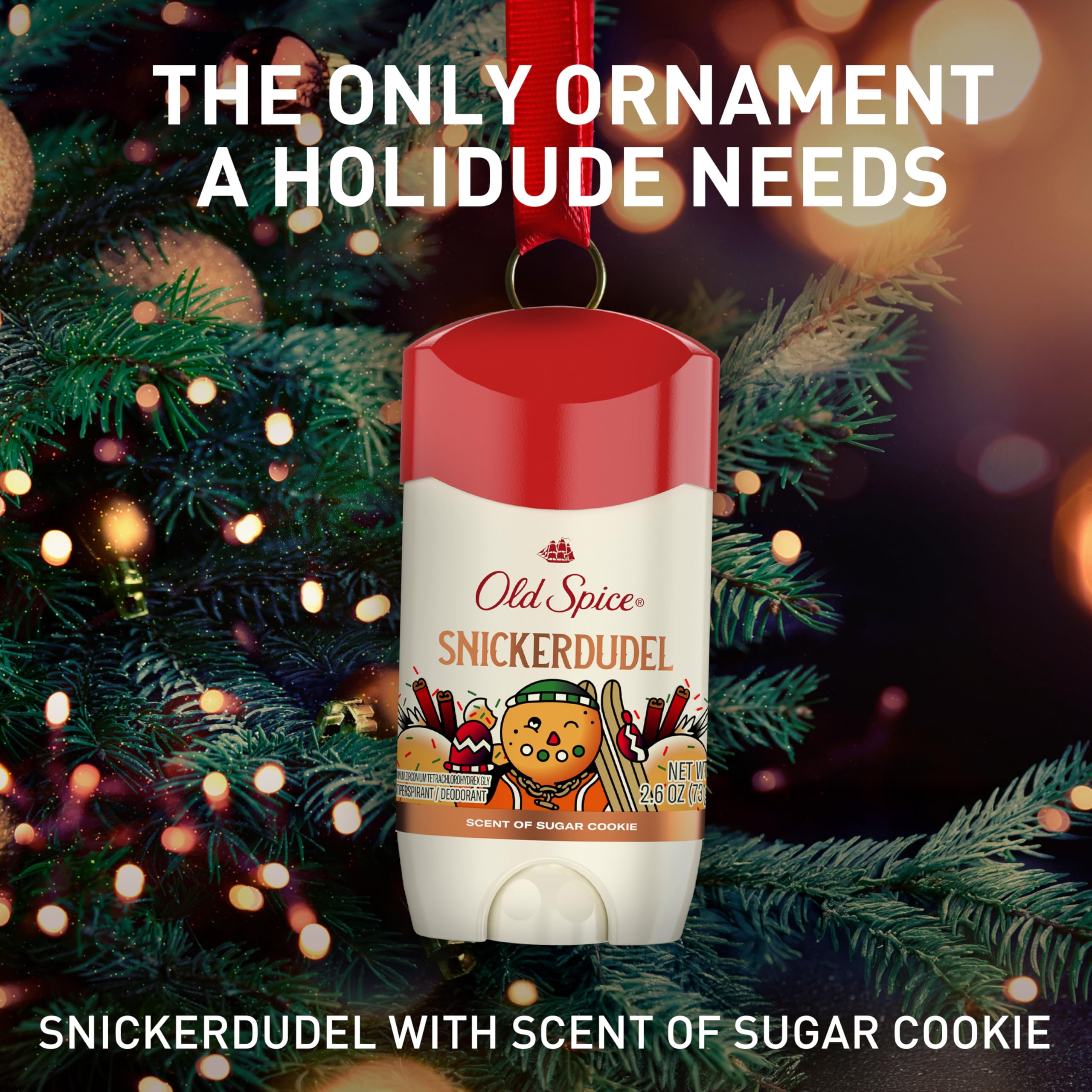 Old Spice Antiperspirant & Deodorant for Men, Holidudes Limited Edition, 24/7 Sweat Protection, Stocking Stuffer, Snickerdudel Sugar Cookie Scent, 2.6 oz