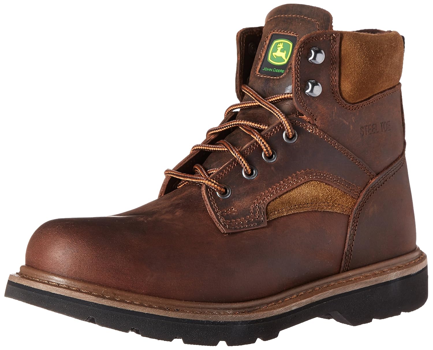 Buy John Deere Western Boots Mens 6" Steel Toe Lace Up EH 7 W Brown JD6394 at Amazon.in