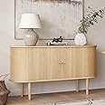WERMO 55'' Sideboard Storage Cabinet with Doors and Shelves - Wood Credenza for Living Room, Bedroom, Entryway and Home Office Cabinet. Kitchen Buffet, Modern Media Console Table with Storage (Oak)